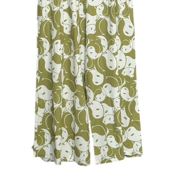 Unique Vintage Smiley Yin Yang Jumpsuit NWT 14 Green Wide Leg Keyhole Tie Front - Picture 6 of 10